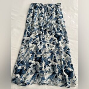 Blue and White Abstract Maxi Skirt